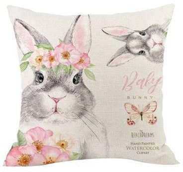 Bunny Printed Cushion Cover White/Grey/Pink 45x45cm