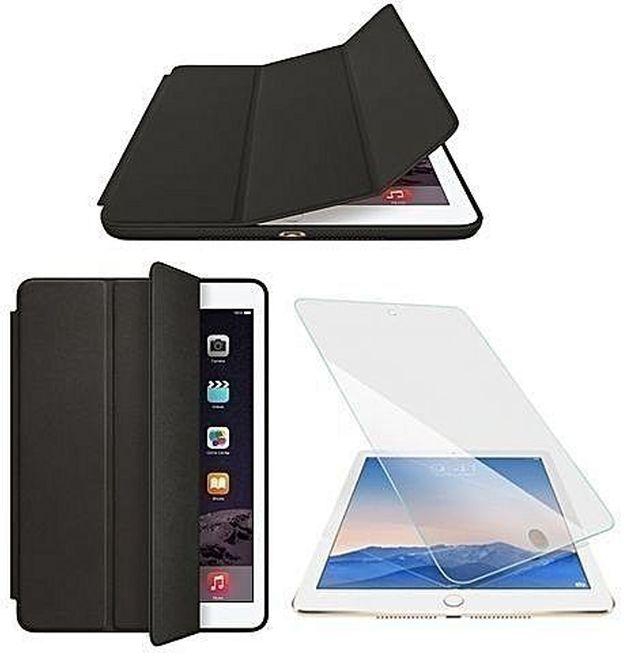 Luxury Ultra Slip Smart Stand Fold Leather Case For IPad 5/iPad Air + Tempered Glass Screen Protector