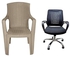 Bundle Karnak plastic chair (beige) + Sarco misr office chair - black