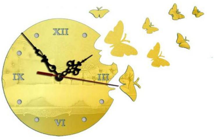 3D Acrylic Material Removable Wall Clock Yellow