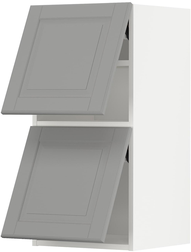 METOD خزانة حائط أفقية مع بابين زجاجية - أبيض/Bodbyn رمادي ‎40x80 سم‏