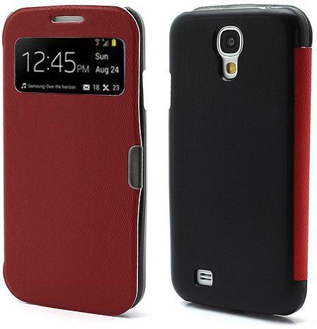 Magnetic Wake Up Sleep Leather Case Smart Cover with HD Screen Protector for Samsung Galaxy S4 i9500 i9505 - Red