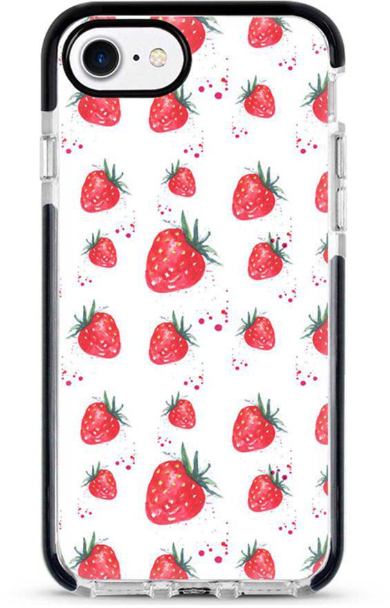 Protective Case Cover For Apple iPhone 8 Dripping Strawberries Full Print