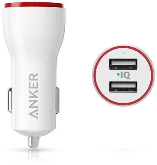 Anker Car Charger PowerDrive2 , 24W, 2 Port Car Charger, White