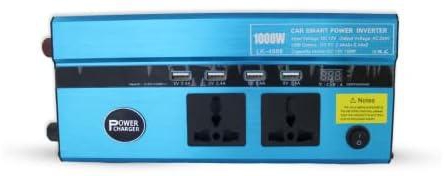Car Power Inverter, 1000W LK=4988 Input Voltage: DC 12V Output Voltage: AC 220V USB Output: DC 5V 2.4Ax2+ 2.4Ax2 Power  4 USB Port & LED Display,