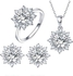 Cubic Zirconia Snowflake Pendant Necklace Stud Earrings Ring Jewelry Set