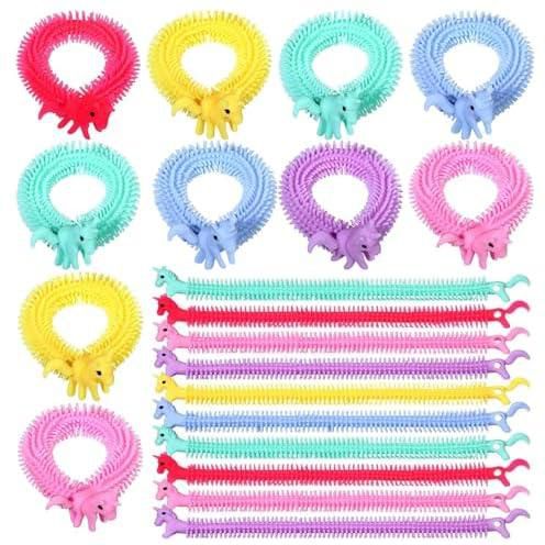 Wekuw Pack of 10 Stress Relief Toy Squeeze, Stretchy String Toy, Stretchy Strings Sensory Fidget Toy Fidget Toy Relieves Stress Reducer (Unicorn)
