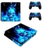3-Piece Fire Skull Printed Console And Controller Skin Sticker Set For PlayStation 4 Slim
