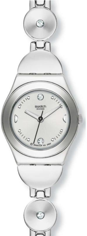 Swatch Silver Stainless Steel Band Silver Dial Wrist Watch For Women