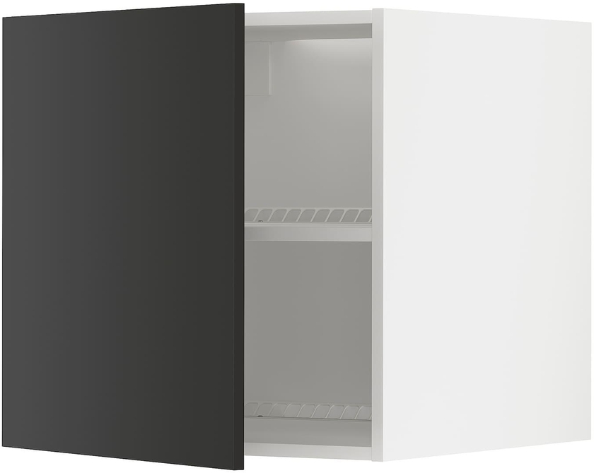 METOD Top cabinet for fridge/freezer - white/Nickebo matt anthracite 60x60 cm