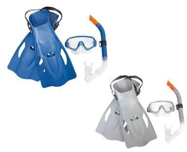 Hydro Swim Meridian Snorkel Set - Assorted Colors - One Mask, One Snorkel And One Pair Of Fins, 2 Assorted Colors, Fin Size: Us(8-12); Eur (41-46)