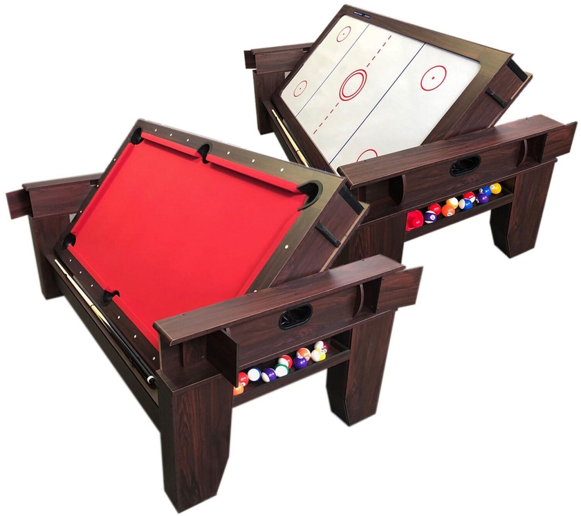 Simbashoppingmea - 7 Ft Pool Table Billiards Red Cloth With Air Hockey Table &ndash; Billardhockey