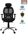 Chrome Base High Back Office Chair Adjustable Arms (Black)