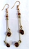 Fashion Ladies Brown Beaded Dangle Brass Earrings