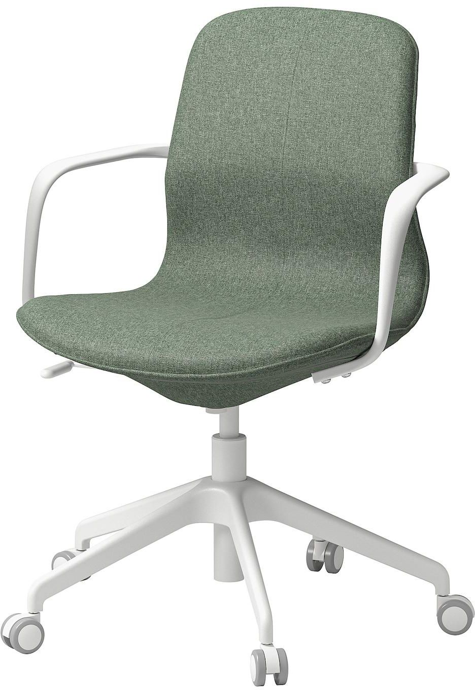 LÅNGFJÄLL Conference chair with armrests - Gunnared green-grey/white