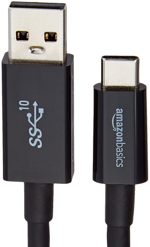 AmazonBasics USB Type C to USB A Male 3.1 Gen2 Cable - 3 feet (0.9 Meters) - Black