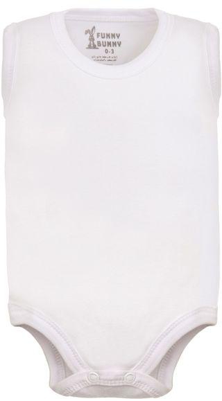 Funny Bunny Cotton Baby Cut White Color Bodysuit - Unisex