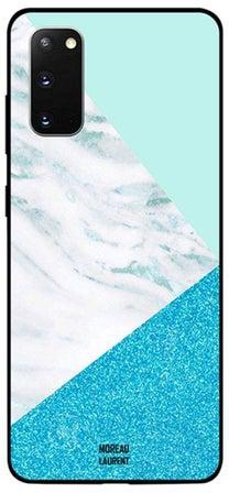 Skin Case Cover -for Samsung Galaxy S20 Blue Gliter And White Marble Pattern Blue Gliter And White Marble Pattern