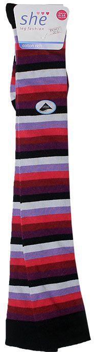 She Multicolor Strip Thigh High Socks- Black Uk 4-6