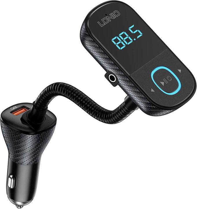 Ldnio C705q BLUETOOTH FM TRANSMITTER TRIPLE USB CHARGER USB-C PD 3.0 1 QC3.0 AUTO-ID BLUETOOTH 5.0 4X RANGE, 8X DATA, BETTER SOUNO 45w with cable Type.c to iphone