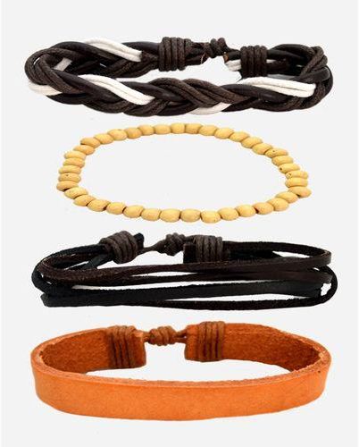 XP Jewelry Set of 4 Mixed Leather Bracelets - Multicolor