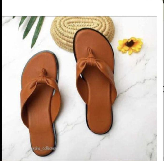 Quality Leather Brown Female Slippers