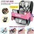 Car Seat Travel Tray for Kids - Carseat Trays Accessories, Toddler Activity Table, Lap Desk with Organizer, Road Trip Essentials - Shoulder Strap Pad, Erasable Board, Smartphone/Table Stand. (pink)