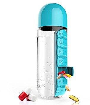 Sweethomeplanet Pill n Vitamin Organizer Water Bottle 600ml (5 Colors)