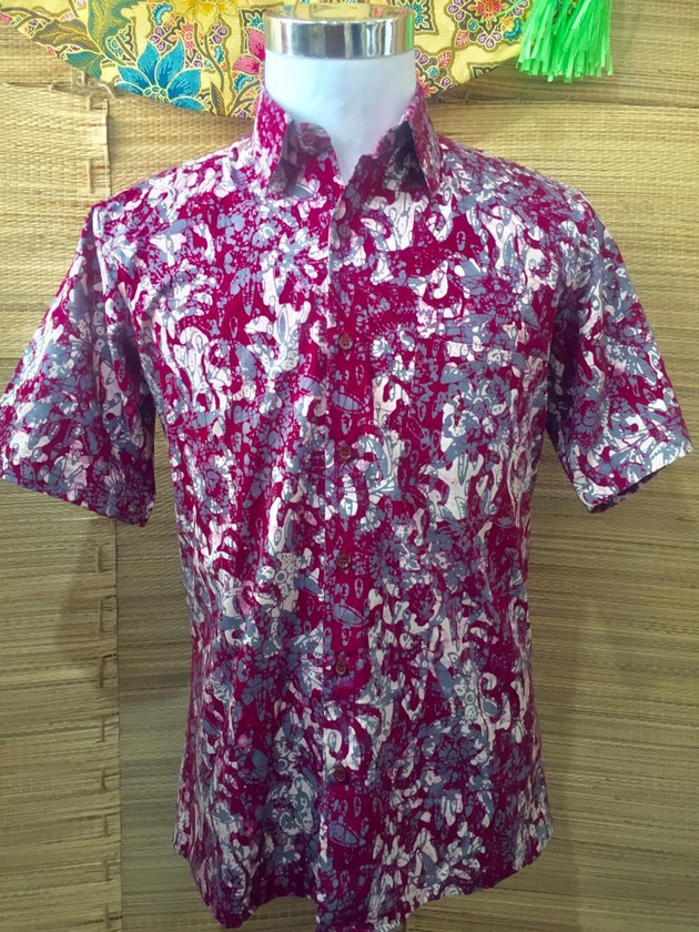 Short Sleeve Batik Men Shirt - Block Printed - 100% Cotton-SIZE M (Mixcolor)