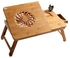 Portable Laptop Table With Cooling Fan Brown