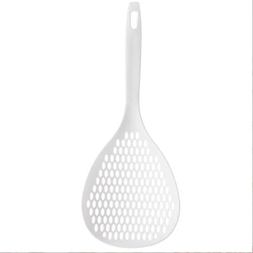 Large Scoop Colander Strainer, Thermoplastic Skimmer Slotted Spoon Scoop Colander Strainer Shovel, Heat Resistant Cooking Utensils for Kitchen Cooking Baking (White)