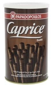 Papadopoulos Caprice Dark Chocolate Wafer Rolls 250 g
