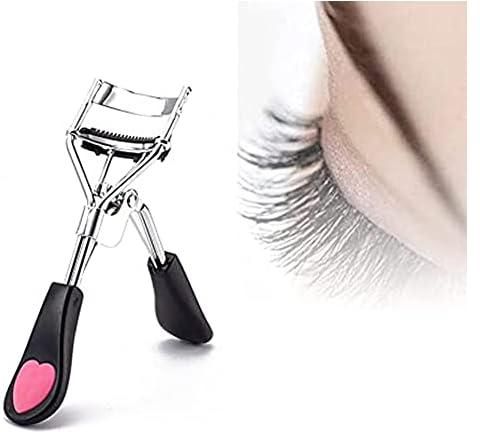 Eyelash Curler, Lashes Curler Clip with Built in Comb Eye Lash Curler Lash Tool with Brush Mini Small Best Eyelash Curler with Lash Separator Refill Pads Portable Compact Makeup Curler (Black)