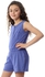 Izor Girls Sleeveless Buttoned Jumpsuit With Elastic Waist - Purple