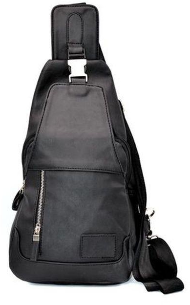 One Shoulder Leather Bag - Black