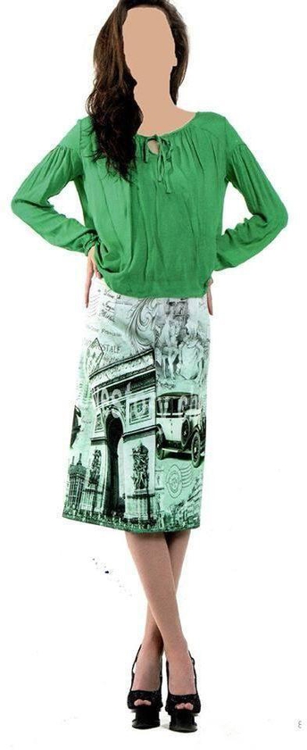 Green Casual Skirt Suit For Women