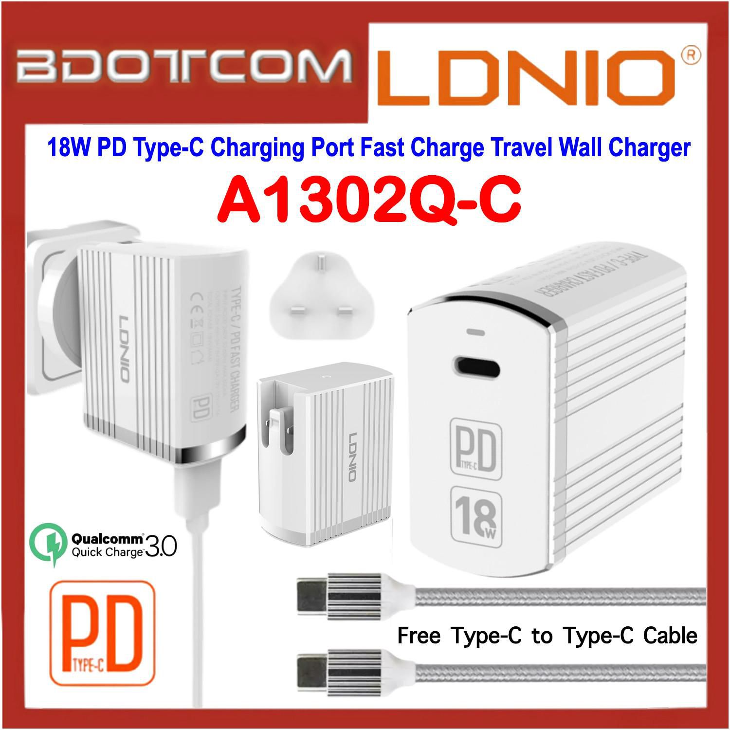 LDNIO 18WPD QC3.0 Fast Charge Travel Wall Charger for Samsung A1302Q-C
