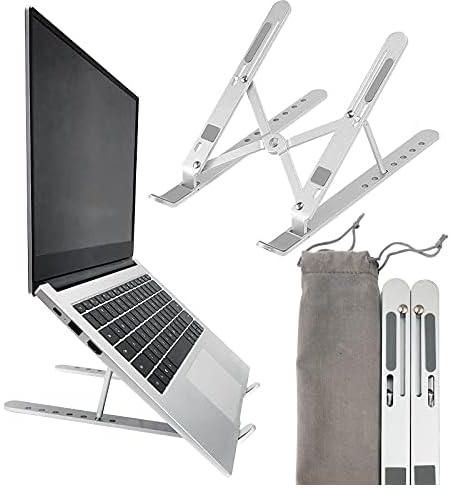 YIKUROOS Laptop Stand, Laptop Stand for Desk, Adjustable Ergonomic Portable Aluminum Laptop Stand, 7 Angle Anti-Slip Computer Stand, Compatible with 9-15.6 inch Laptop, Silver
