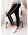 Ghils Women's Leggings Black Lycra Thick Pants With Side Stripe Silver