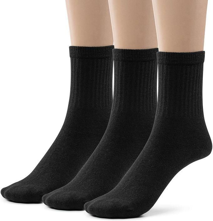 3 Pairs Black Ankle High Cotton Rich School Socks