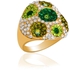 Anna Bella Women's Yellow Gold Plated with Green Crystal Ring - Size 18