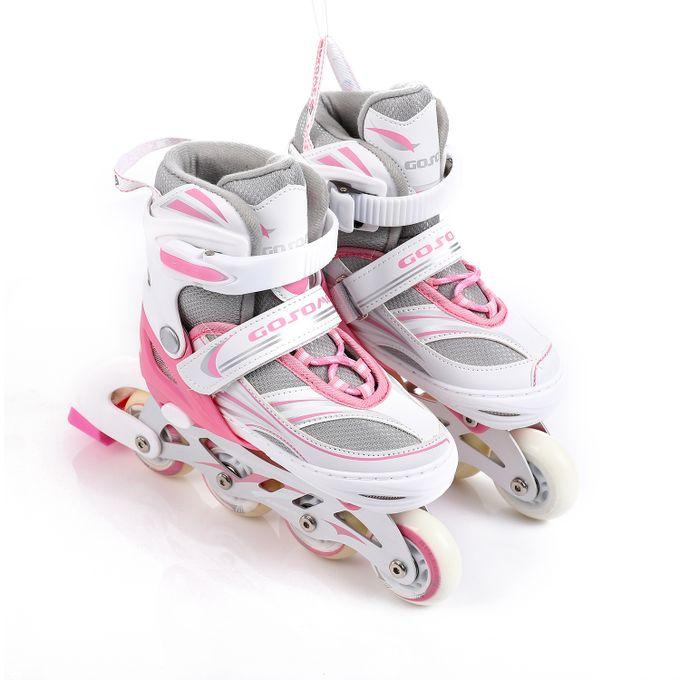 Gosome Adjustable Roller Skate Shoes - White/Pink