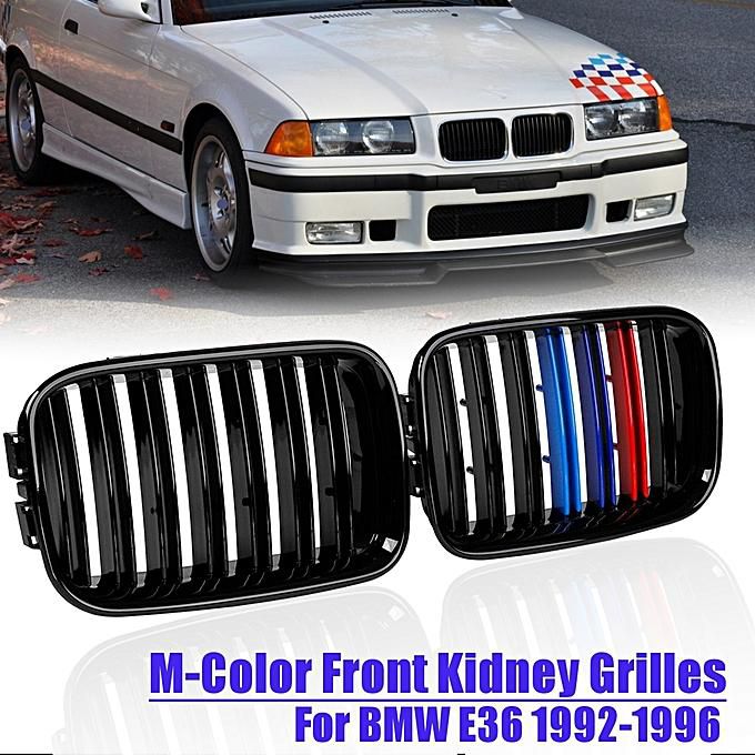 Generic Pair M-Color&Glossy Black ABS Front Kidney Grilles For BMW E36 1992-1996