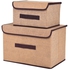 2 Pcs 18.6L And 7L Storage Boxes Chests foldable Fabric Home Closet Storage Bag Organizer Box Beige