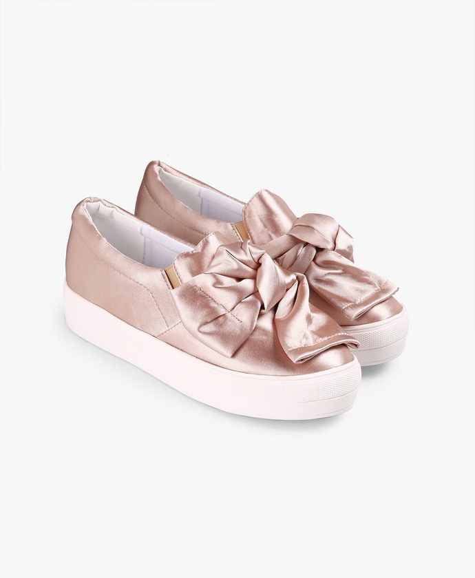 Nude Low Bow Slip-On Shoes