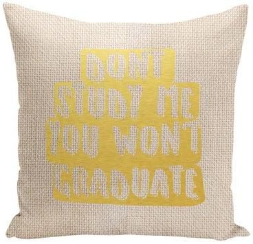 Quote Printed Decorative Pillow Beige/Yellow 16x16inch