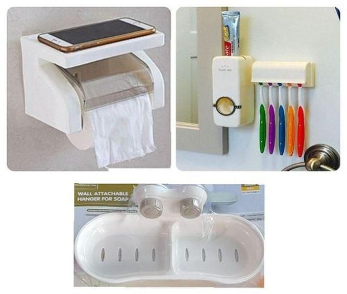 Tissue Holder,Toothpaste Dispenser&Soap Dish(Toilet Bundle )