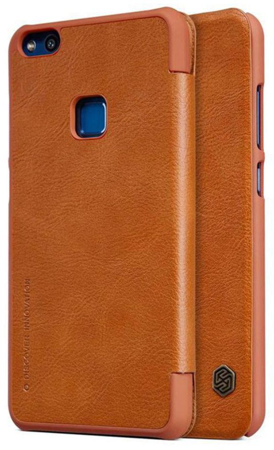 Leather Qin Flip Cover For Huawei P10 Lite Brown