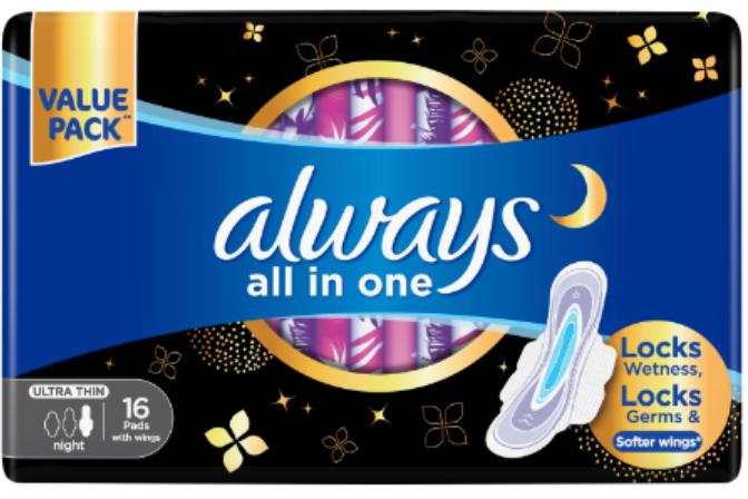 Always Ultra Thin Night All In One 16'S @14% Off