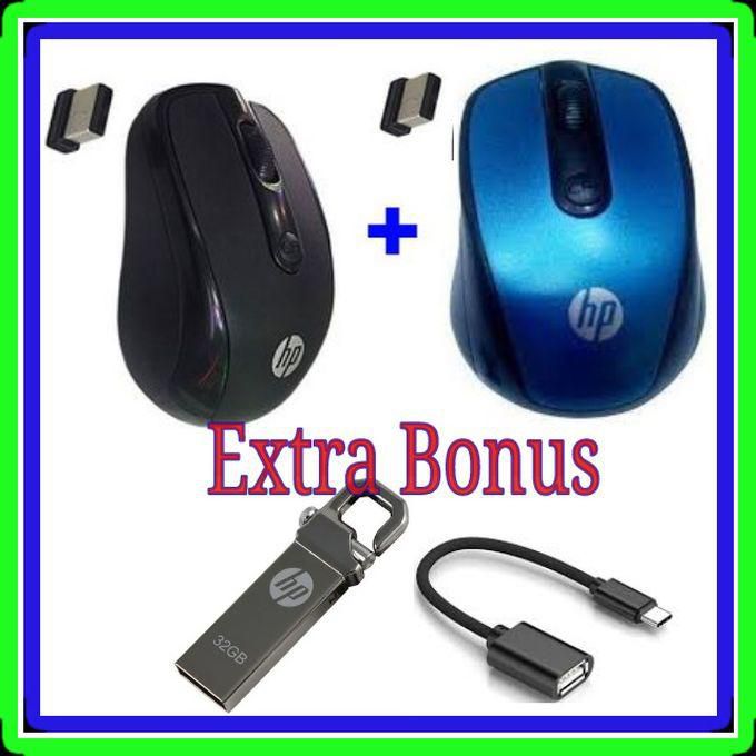 HP 2*Wireless Optical Mouse -Blue + Free Extra Bonus